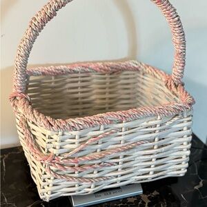 Basket Wicker Rattan Vintage Large Pink Princess Cottagecore